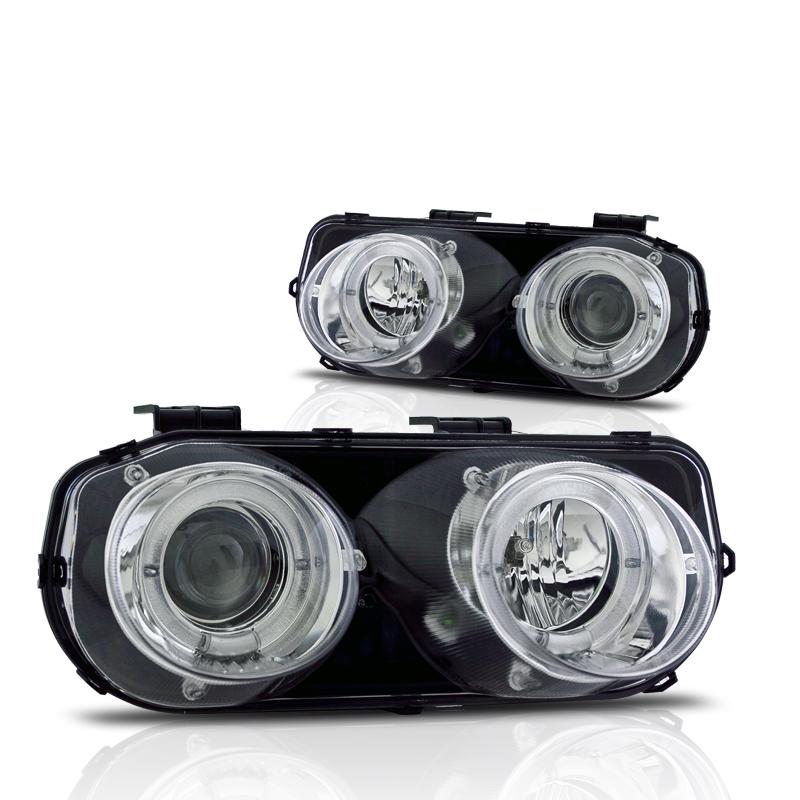 Winjet Halo Projector Headlights-Chrome / Clear (1994-1997 Integra) - CHWJ-0216-C