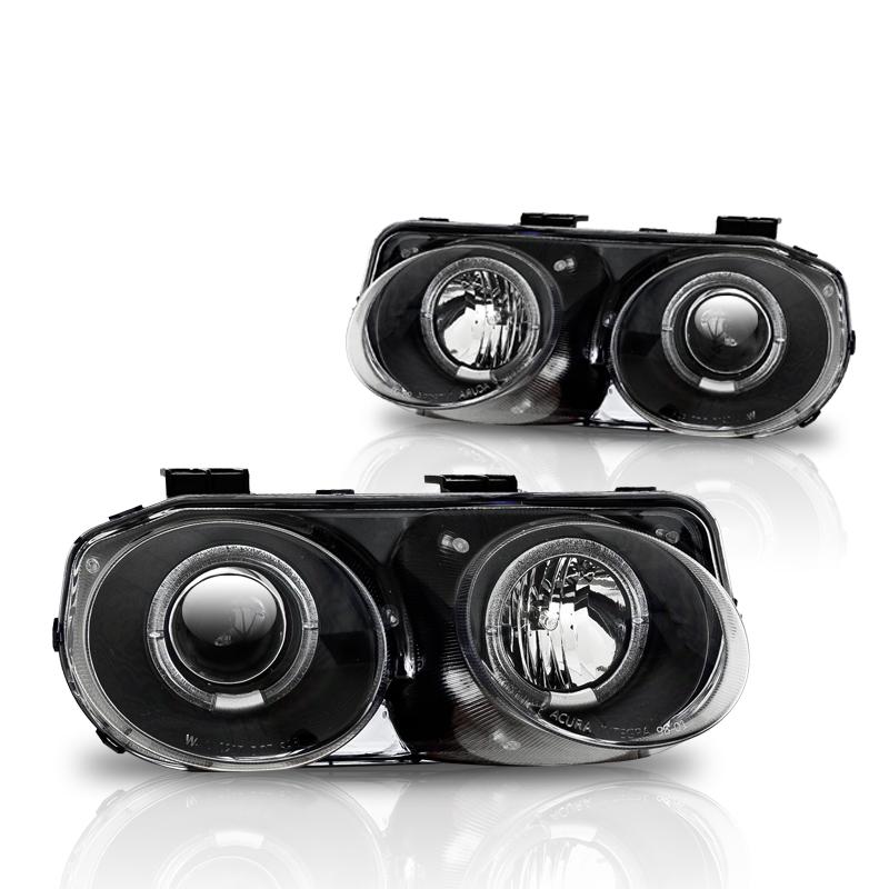Winjet Halo Projector Headlights-Black / Clear (1998-2001 Integra) - CHWJ-0217-B