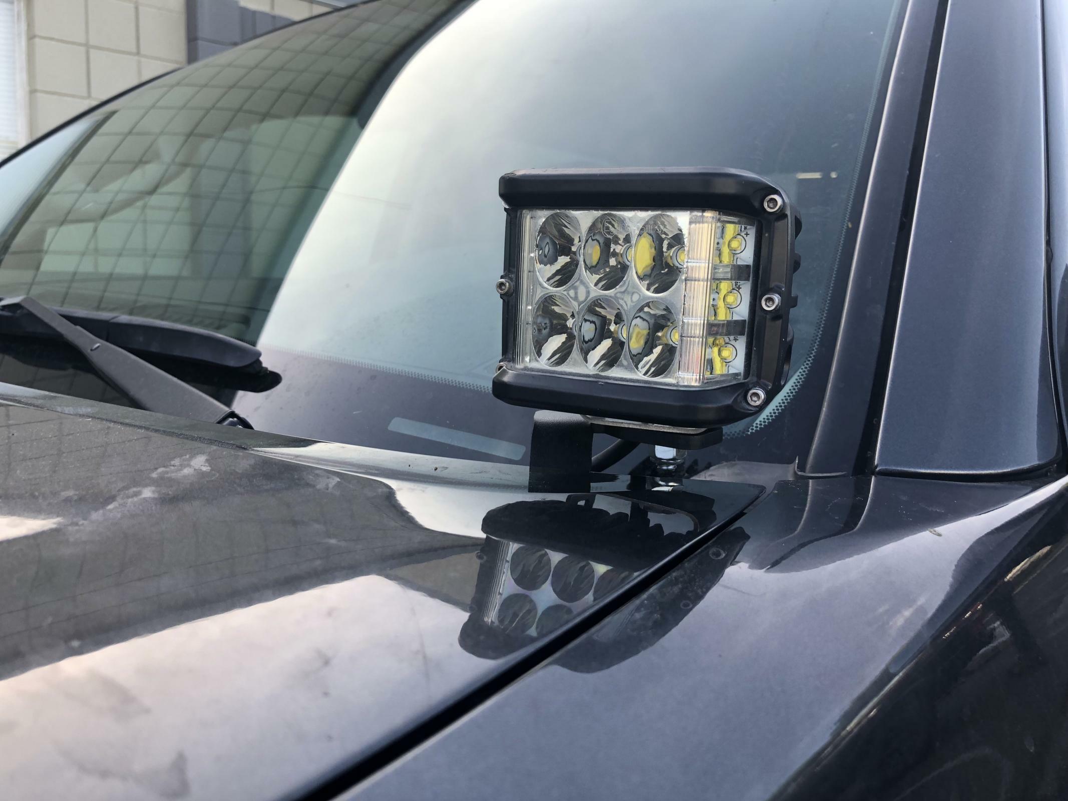 Cali Raised LED 05-15 Tacoma Low Profile LED Ditch Light Brackets Kit (2) 27W Side Projecting LED Pod Ditch Lights Switch Blue Backlight Small - CR2447