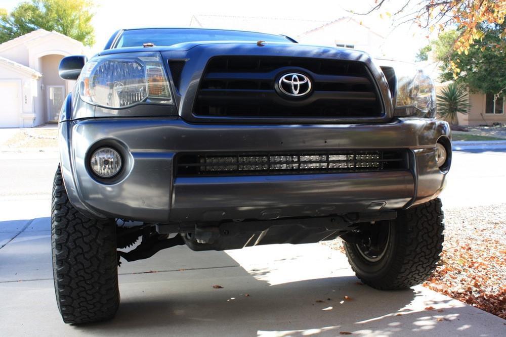 Cali Raised LED 05-15 Tacoma 32 Inch Lower Bumper Hidden LED Light Bar Brackets Kit 5D Optic 32 inch OSRAM LED Bar Combo Beam Bumper Light Bar Blue Backlight Small - CR2471
