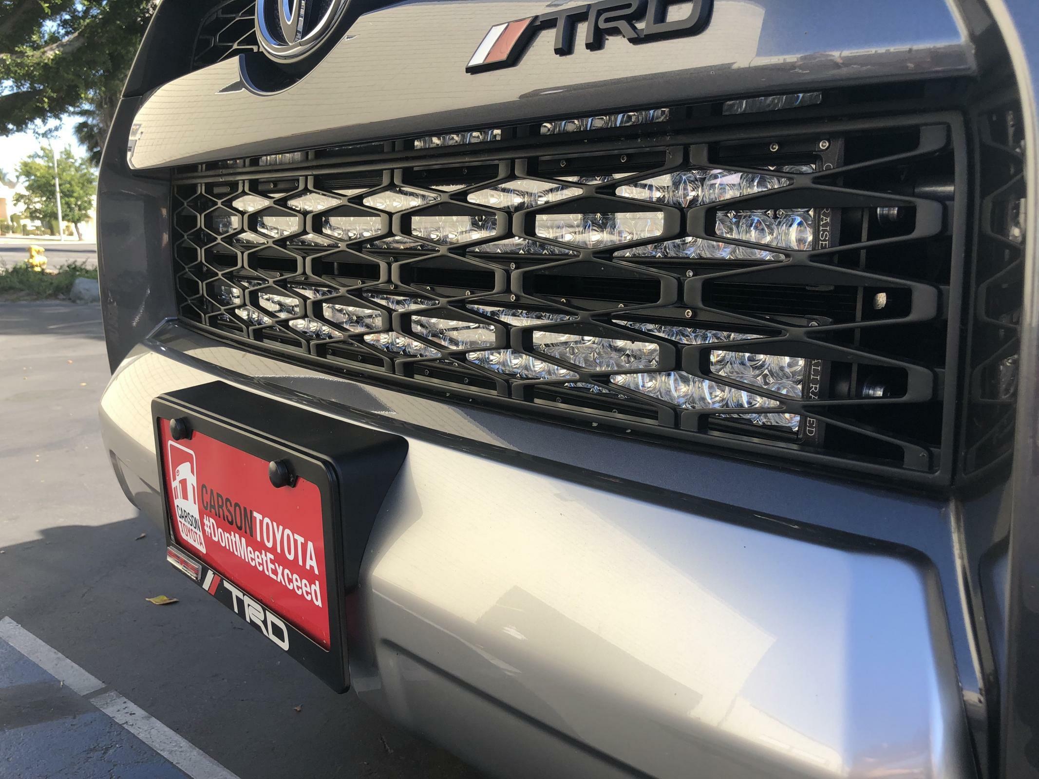 Cali Raised LED 14-21 4Runner 32 Inch Hidden Grille LED Light Bar Brackets Kit Two 32 inch Combo Beam Bumper Light Bar Blue Backlight 32 inch Combo Beam Bumper Light Bar OEM Switch - CR2487