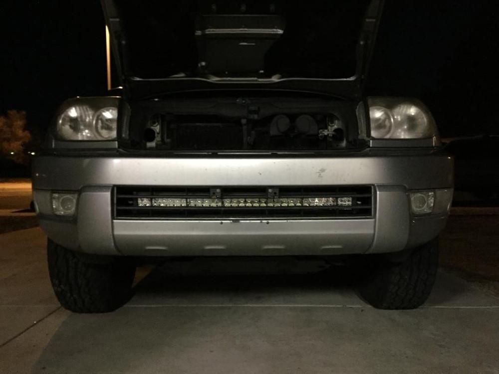 Cali Raised LED 03-09 4Runner 32 Inch Lower Bumper Hidden LED Light Bar Brackets Kit 5D Optic 32 inch OSRAM LED Bar Spot Beam Bumper Light Bar Amber Backlight Tall - CR2509