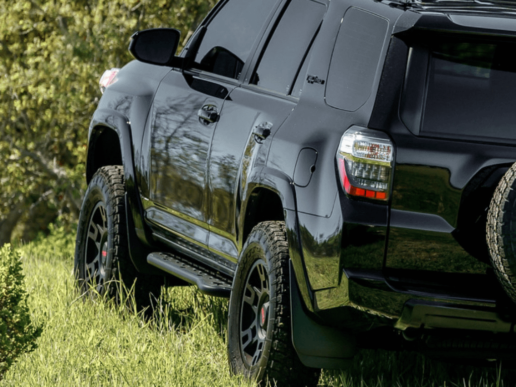 Cali Raised LED 10-21 Toyota 4Runner Step Edition Bolt On Rock Sliders Kick Out Raw Filler Plate Bedliner - CR2681