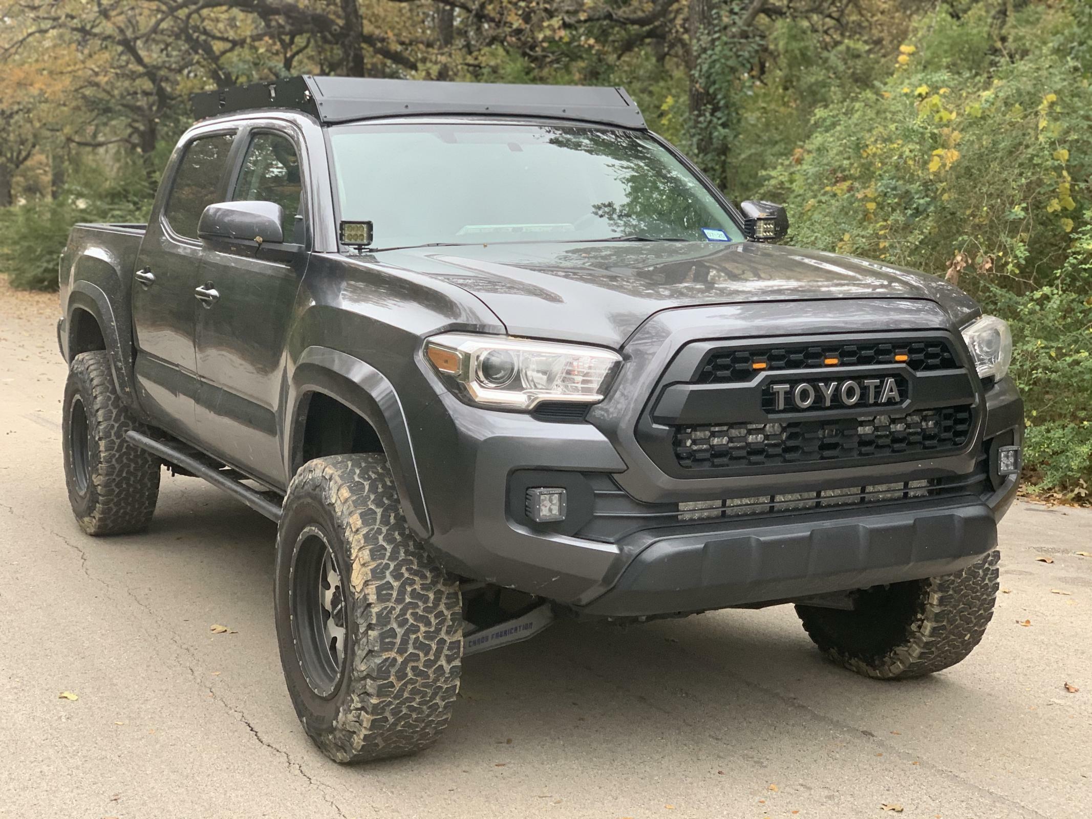 Cali Raised LED 05-21 Tacoma Premium Roof Rack 42 in White Dual Row Combo Beam LED Light Bar Blue Tall Light Kit - CR2877