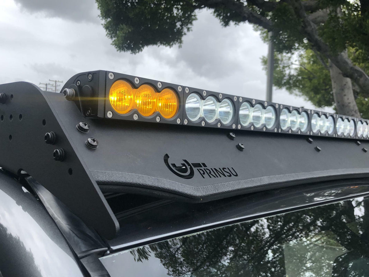 Cali Raised LED Dual Function Amber/White LED Light Bar Prinsu Mounting Bracket Kit Include Dual Function LED Light Bar (2) Single Leg Wiring Harness - CR2914