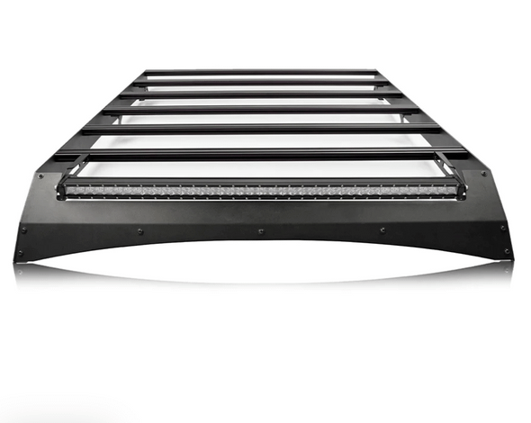 Cali Raised LED 2014-2021 Tundra Crew Max Premium Roof Rack - 52 in Dual Row Spot Beam LED Light Bar - Blue - Tall No Lights - CR3063