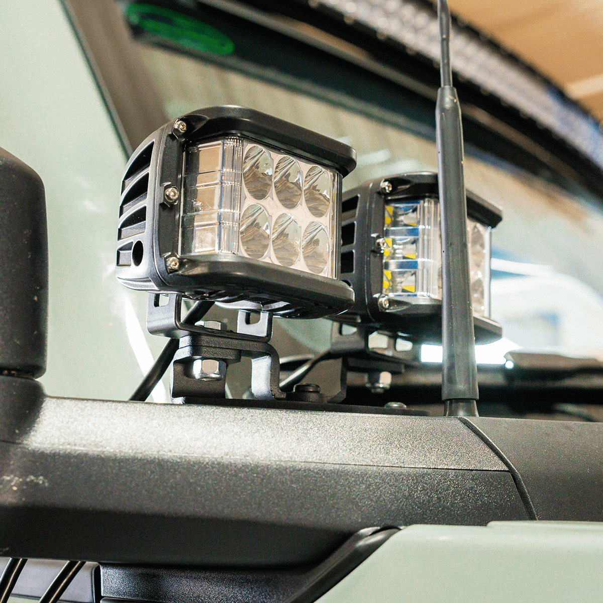 Cali Raised LED Ditch Light Mount Kit Fits 21-Present Ford Bronco Raptor - (2) 3X2 18W Amber LED Pods/(2) 3.5 Inch Round Cannon Pods - CR4032