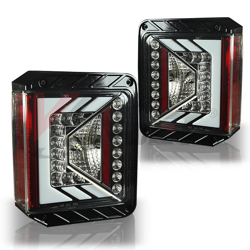 Winjet Led Tail Lights-Gloss Black / Clear (2007-2018 Wrangler, Wrangler JK) - CTRNG0490-GBC