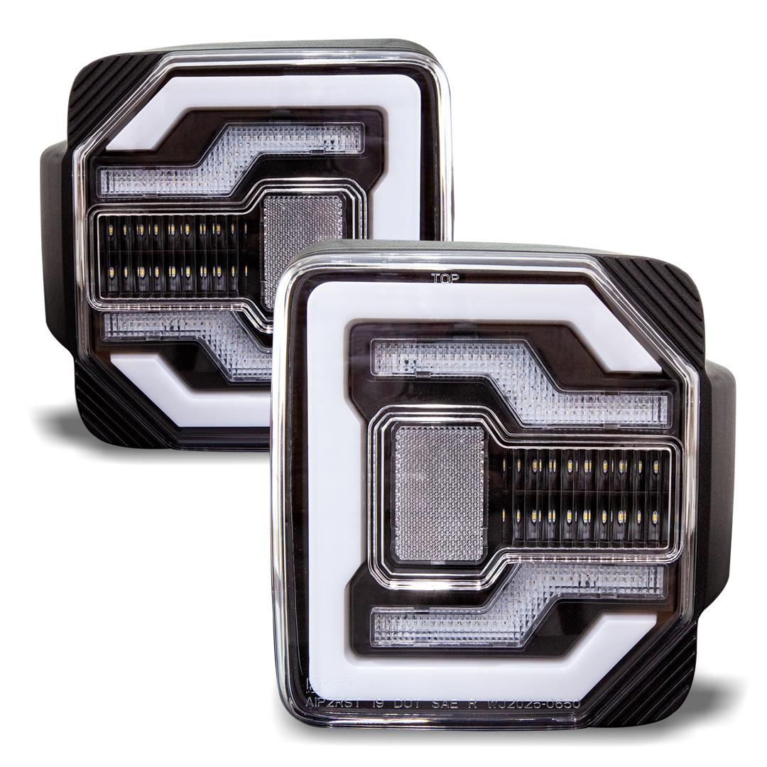Winjet Led Sequential Tail Lights-Black / Clear (2018-2023 Wrangler) - CTRNG0650B-BC-SQ
