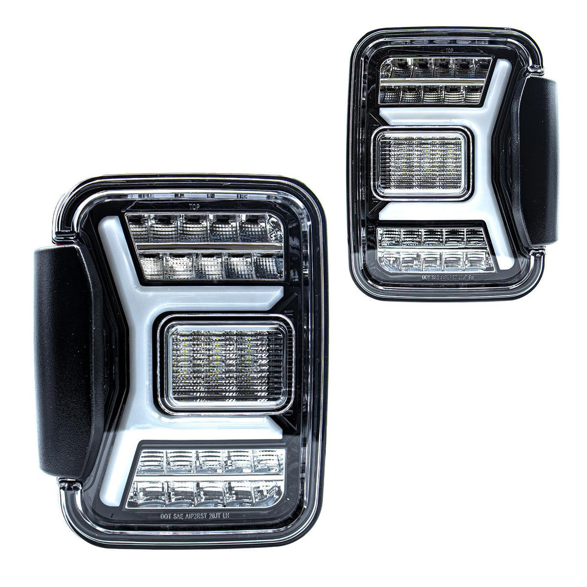 Winjet Led Sequential Tail Lights-Gloss Black Clear (2020-2023 Gladiator) - CTRNG0669-GBC-SQ