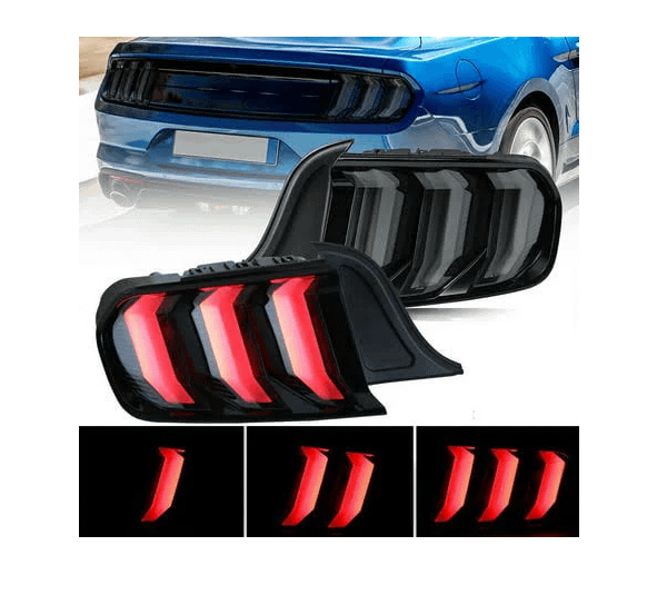 Winjet Led Sequential Tail Lights-Gloss Black / Smoke (2015-2023 Mustang) - CTRNG0680-GBS