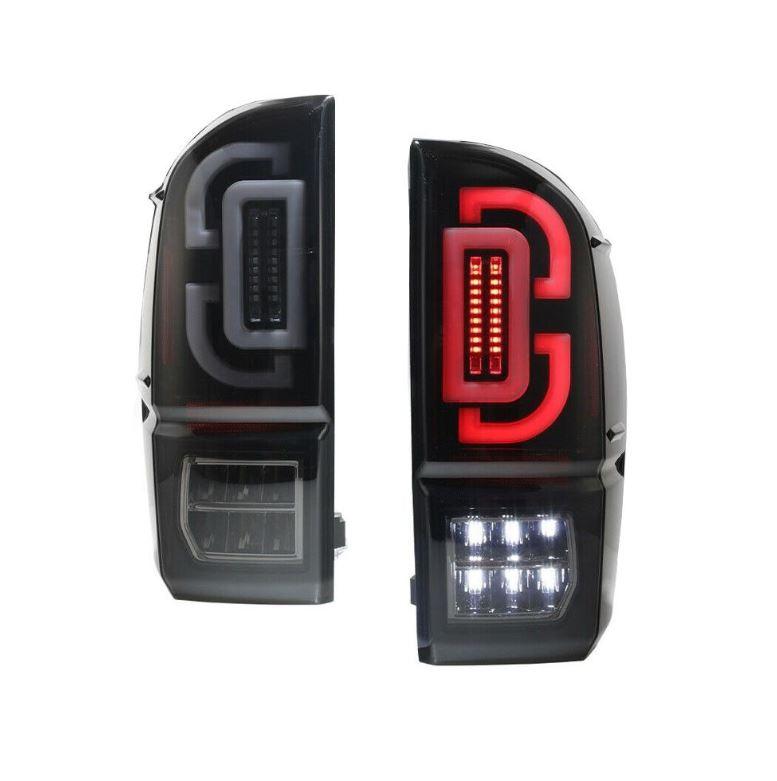 Winjet Led Sequential Tail Lights-Black / Smoke (2016-2023 Tacoma) - CTRNG0685-BS-SQ