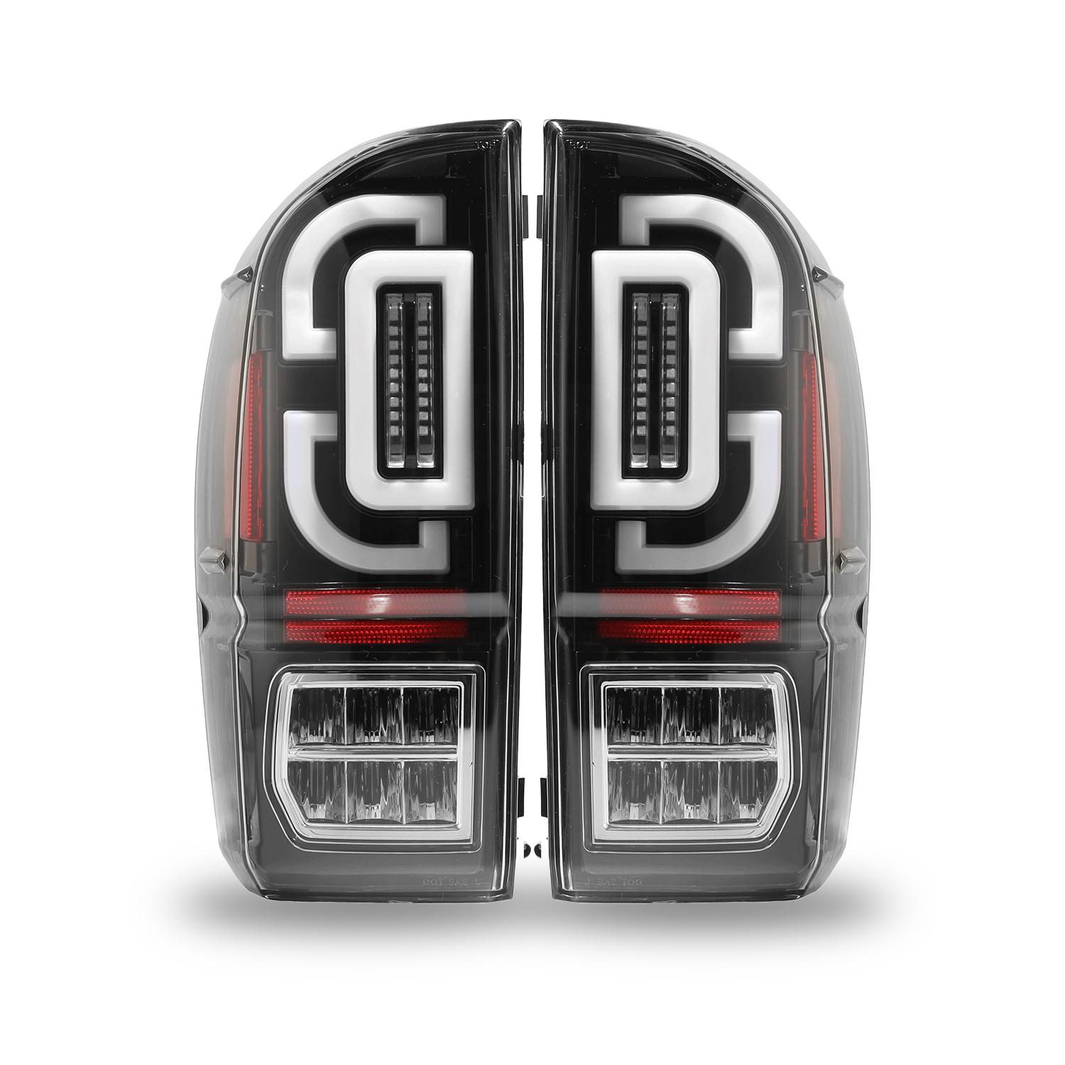 Winjet Led Sequential Tail Lights-Gloss Black / Clear (2016-2023 Tacoma) - CTRNG0685-GBC-SQ