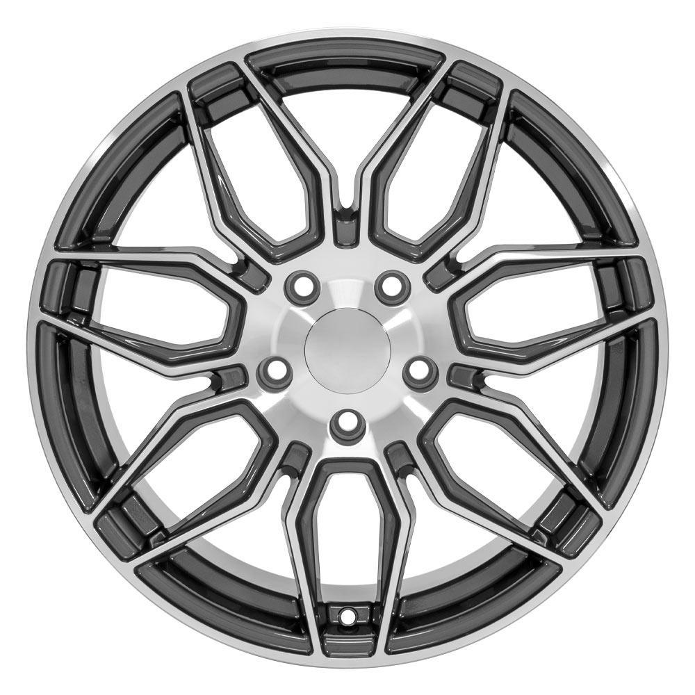 OE Wheels 18" Replica CV03C fits Chevrolet C7 Corvette 18x8.5 Gunmetal Machined - CV03C-18085-5475-52MG