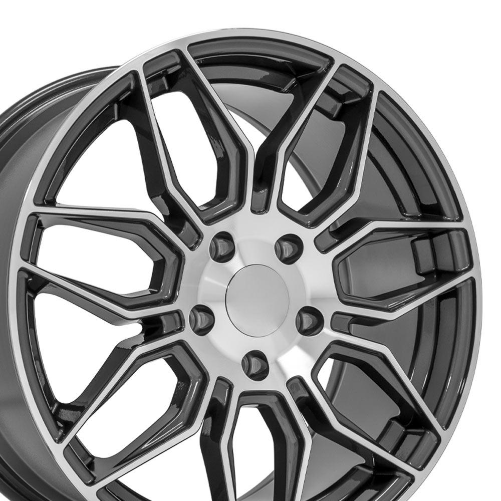 OE Wheels 18" Replica CV03C fits Chevrolet C7 Corvette 18x8.5 Gunmetal Machined - CV03C-18085-5475-52MG