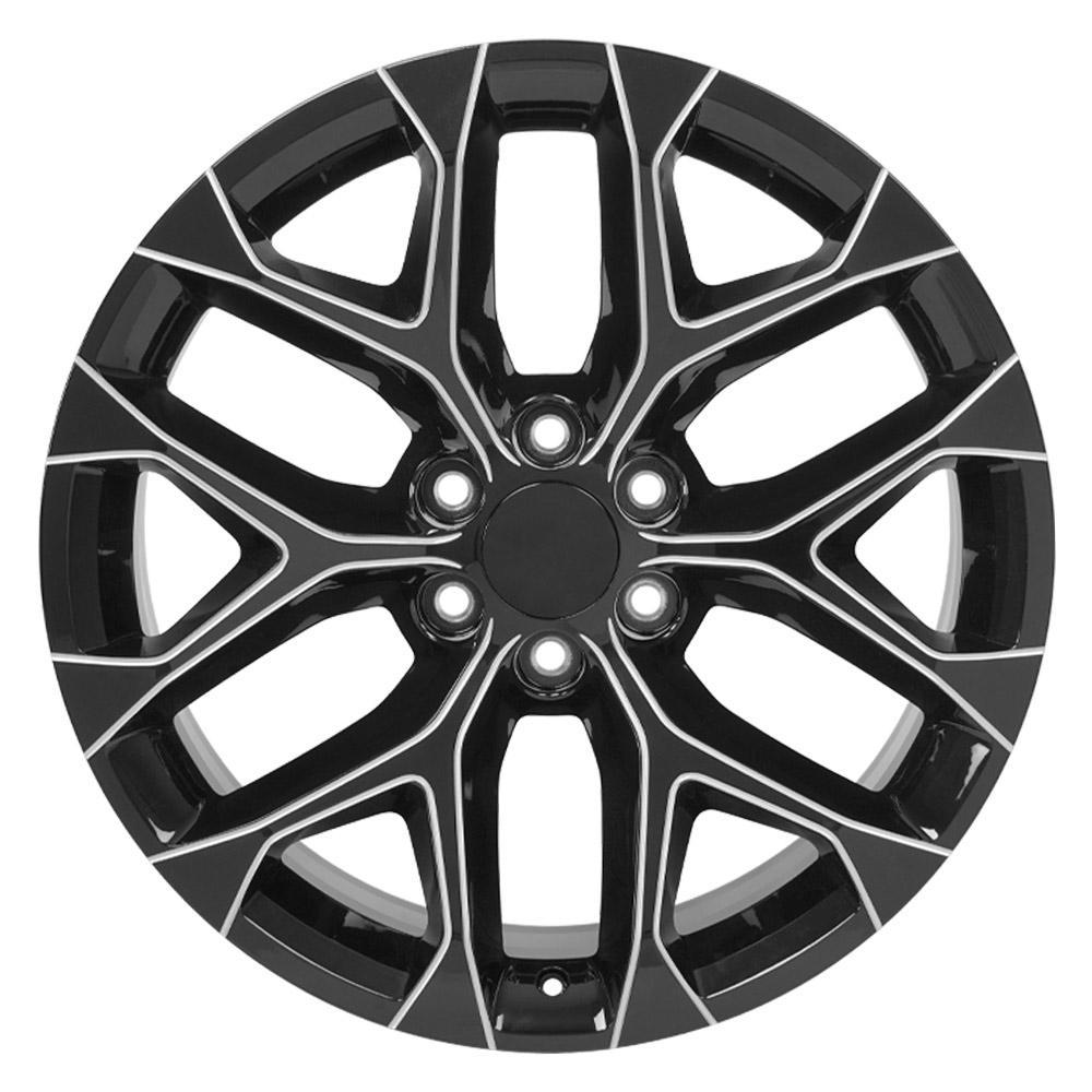 OE Wheels 22" Replica CV98B fits Chevy Silverado 22x9 Black with Milled Edge - CV98B-22090-6550-24BM