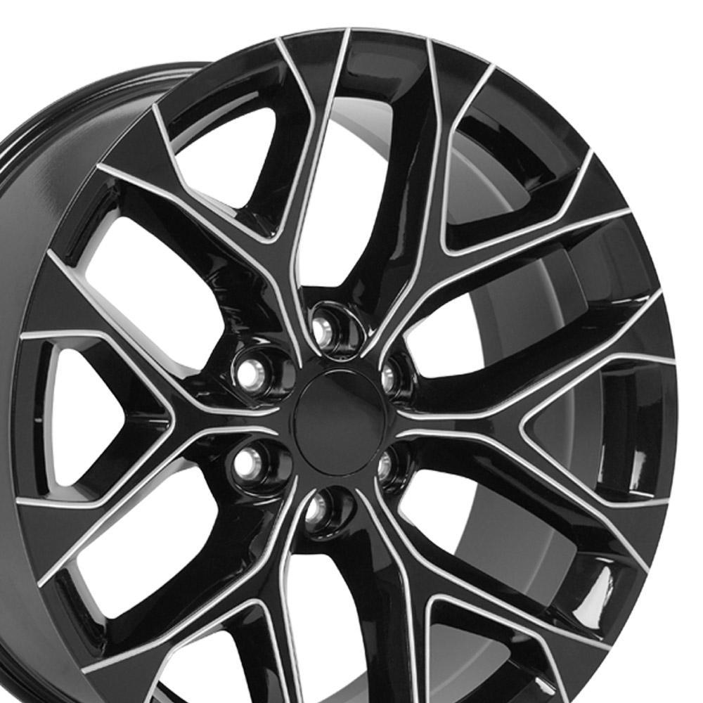 OE Wheels 22" Replica CV98B fits Chevy Silverado 22x9 Black with Milled Edge - CV98B-22090-6550-24BM