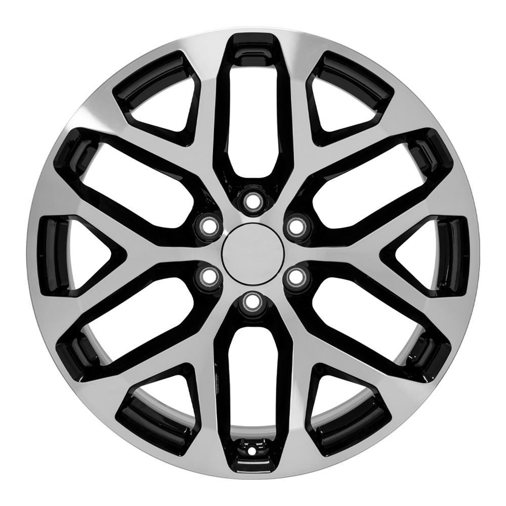 OE Wheels 22" Replica CV98B fits Chevy Silverado 22x9 Black Machined - CV98B-22090-6550-24MB