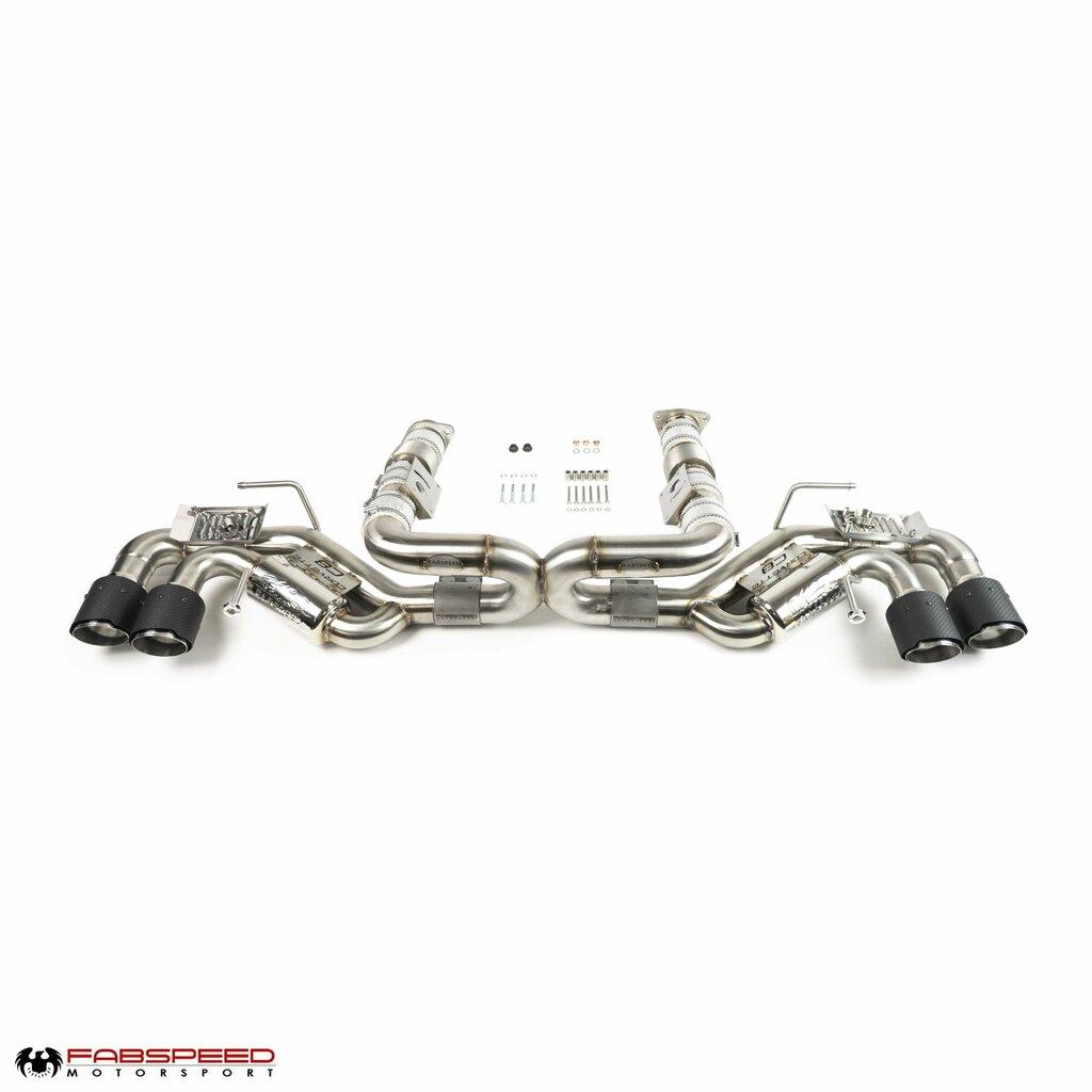 Fabspeed 2020+ Chevrolet Corvette C8 Valvetronic Maxflo Exhaust System with Satin Black Tips - FS.CHEVY.C8.VLVB