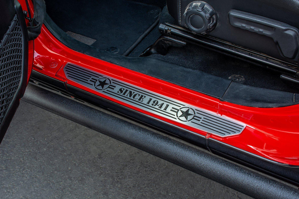 DV8 Offroad Front Sill Plates With "Since 1942" Logo (2018-2021 Gladiator, Wrangler) - D-JL-180014-STR2