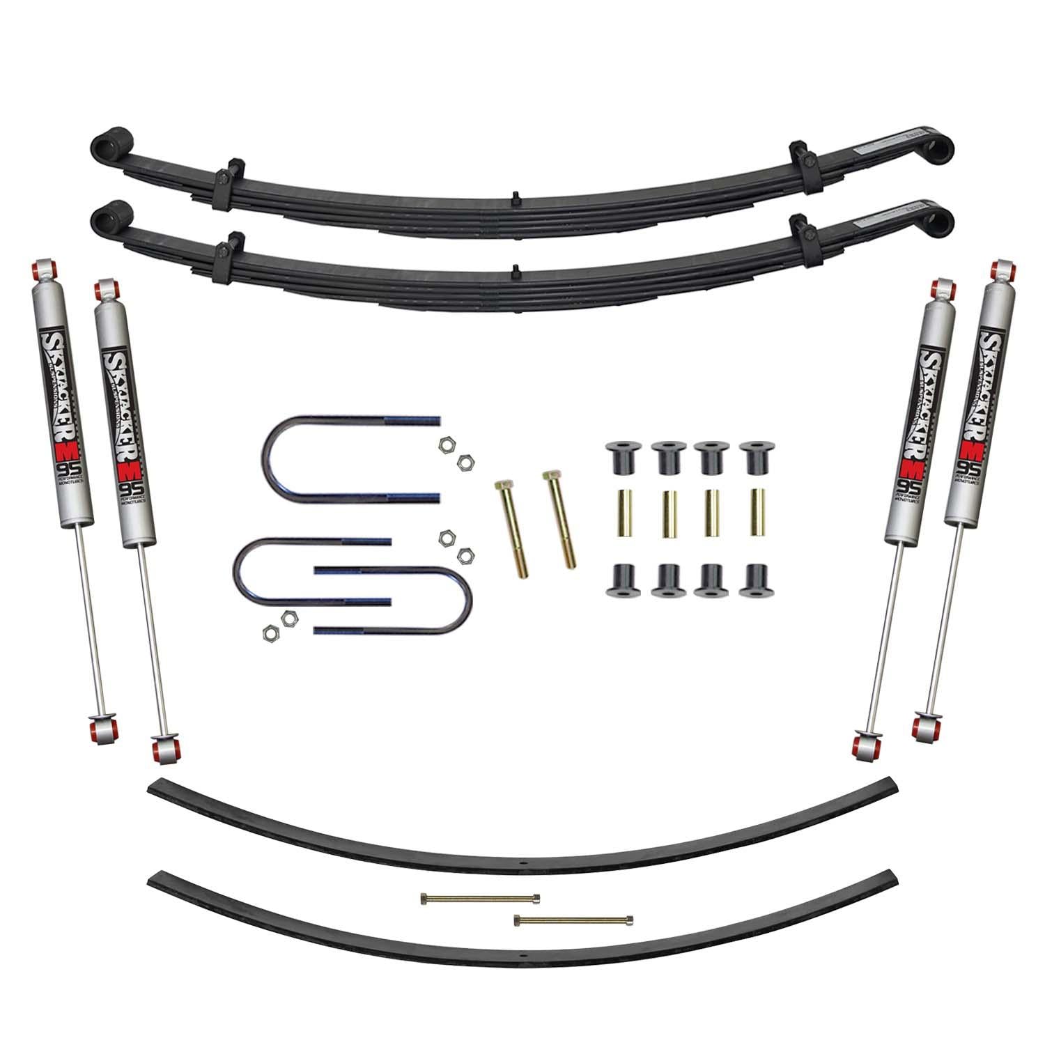 Skyjacker Suspension Lift Kit w/Shock M95 Performance Shocks 1.5-2 Inch Lift Incl. Front Leaf Springs Front U Bolt Kit Front Bushing Kit Rear Add-A-Leafs (1974-1993 W300 Pickup, W300, W350) - D200CAK-M