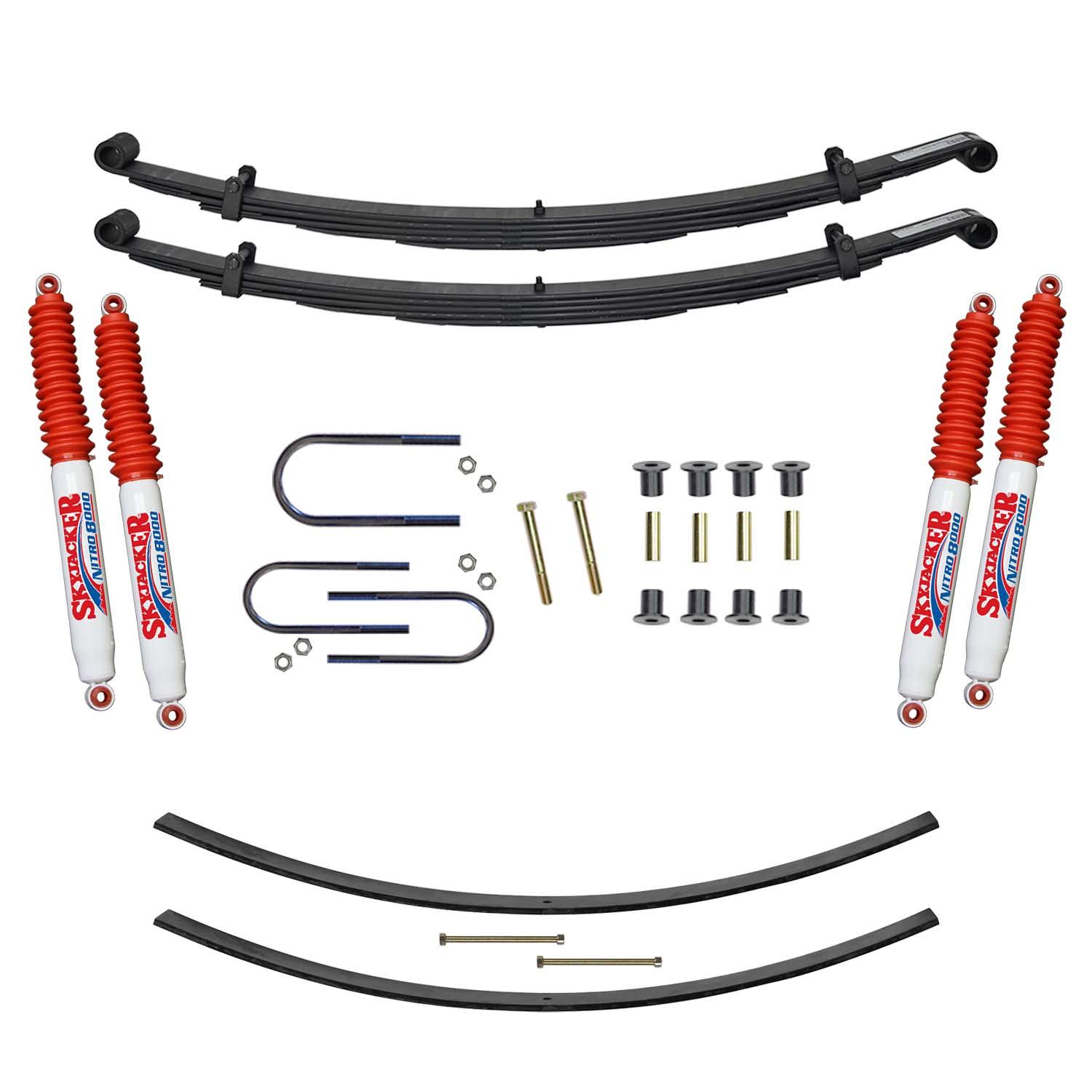 Skyjacker Suspension Lift Kit w/Shock Nitro Shocks 1.5-2 Inch Lift Incl. Front Leaf Springs Front U Bolt Kit Front Bushing Kit Rear Add-A-Leafs (1974-1993 W300 Pickup, W300, W350) - D200CAK-N