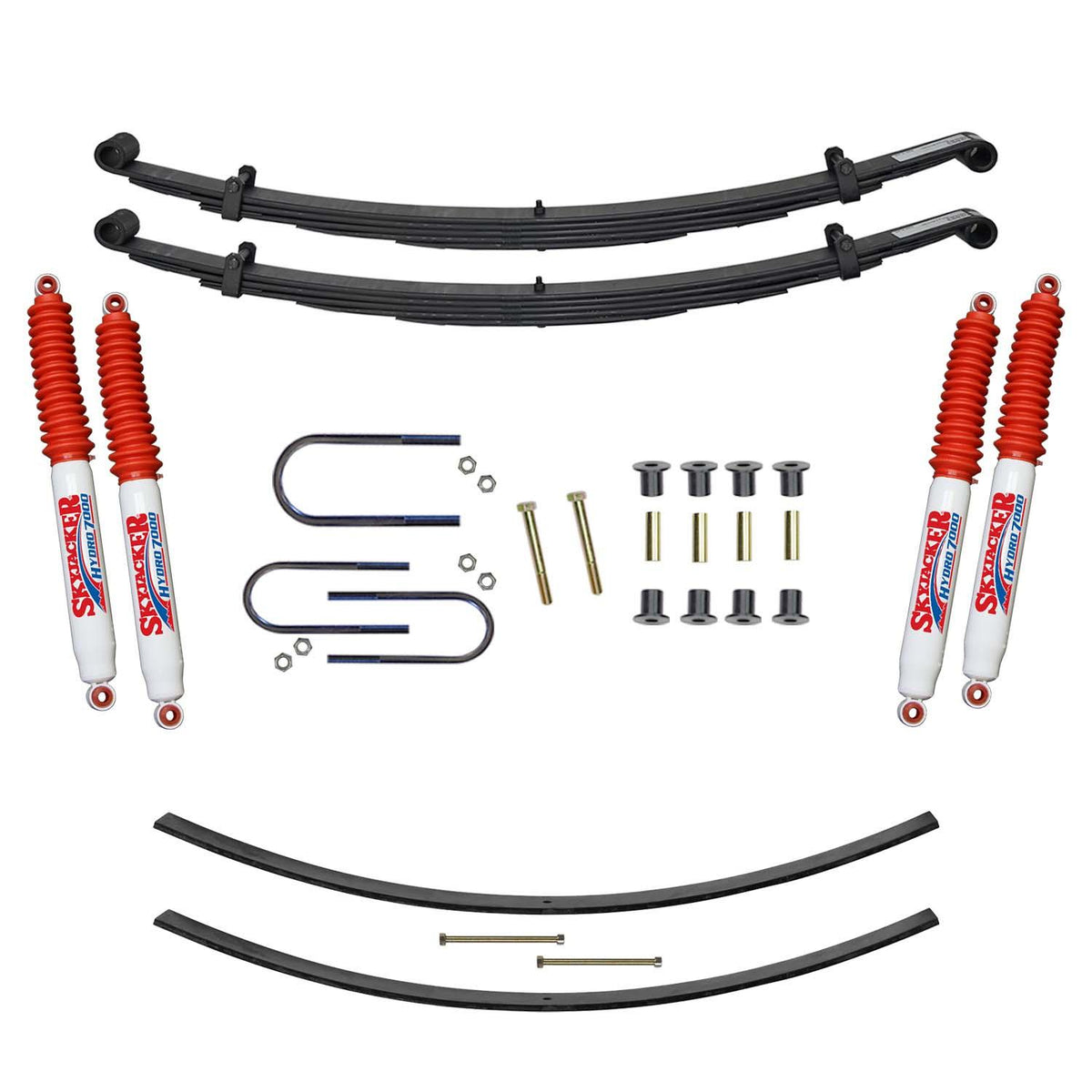 Skyjacker Suspension Lift Kit w/Shock 2.5 Inch Front/2 Inch Rear Lift Incl. Front Leaf Springs Front U Bolt Kit Front Bushing Kit Rear Add-A-Leafs (1987-1993 W350, W250) - D200CDAK-H