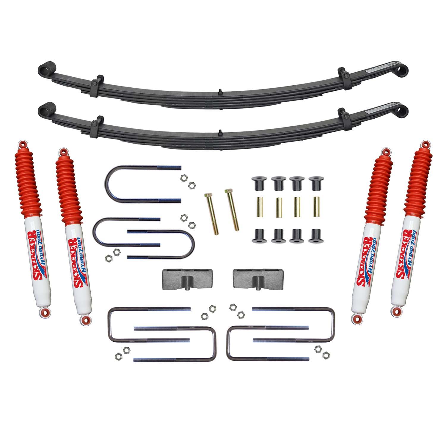 Skyjacker Suspension Lift Kit w/Shock 2.5 Inch Front/2 Inch Rear Lift Incl. Front Leaf Springs Front U Bolt Kit Front Bushing Kit (1987-1991 W350, W250) - D200CDK-H