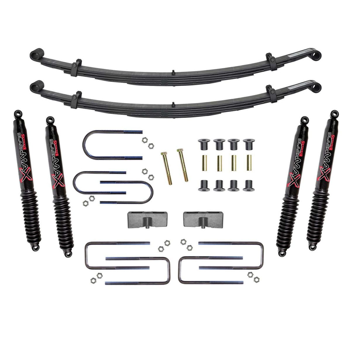 Skyjacker Suspension Lift Kit w/Shock Black MAX Shocks 1.5-2 Inch Lift Incl. Front Leaf Springs Front/Rear U Bolt Kits Front Bushing Kit Rear Block (1974-1993 W300 Pickup, W300, W350) - D200CK-B