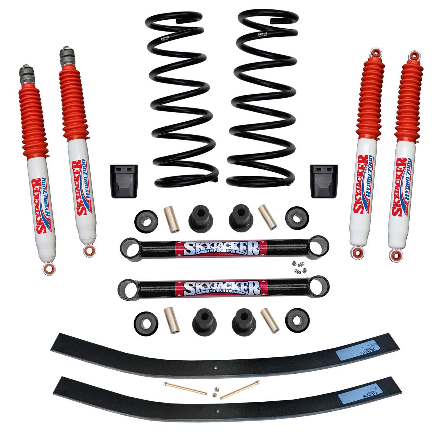 Skyjacker Suspension Lift Kit w/Shock 3 Inch Lift Incl. Front Coil Springs Rear Add-A-Leafs U Bolt Kit Lower Links Bump Stops (2000-2001 Ram 1500, Ram 2500) - D3012K-H