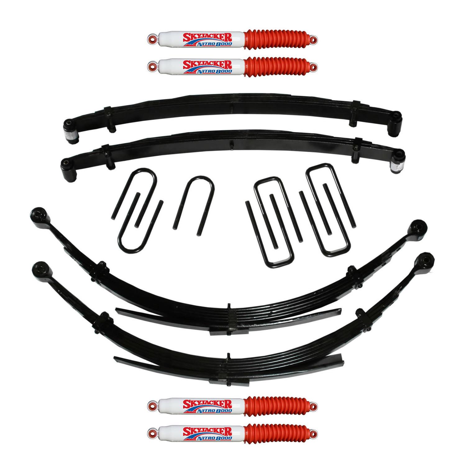 Skyjacker Suspension Lift Kit w/Shock Nitro Shocks 4 Inch Lift 89-91 Dodge W250/W350 Incl. Front/Rear Leaf Springs Front/Rear U Bolt Kits Front Bushing Kit 4 Shocks - D400CDKS4-N