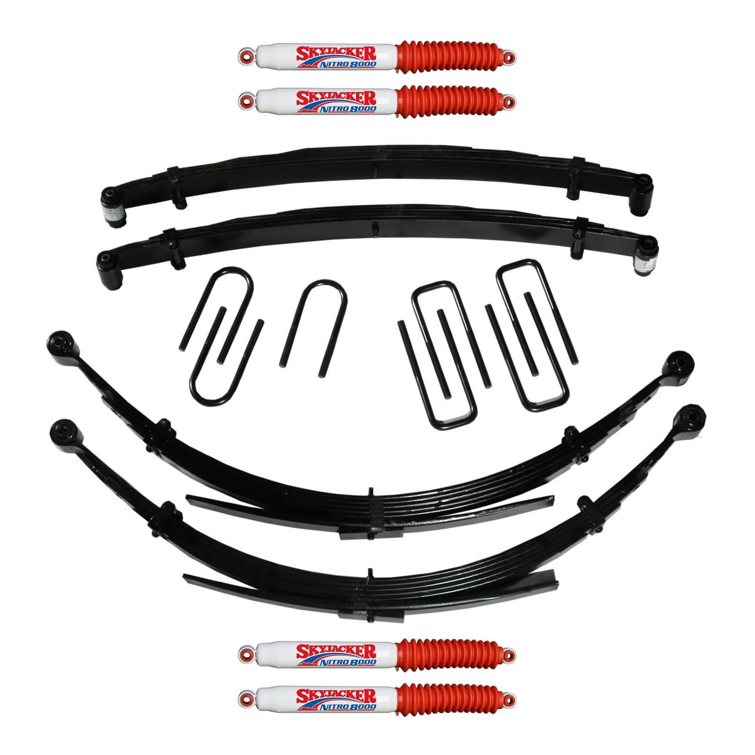 Skyjacker Suspension Lift Kit w/Shock Nitro Shocks 6 Inch Front/Rear Lift 89-91 Dodge W250/W350 Incl. Front/Rear Leaf Springs Front/Rear UBolt Kits Front Bushing Kit 4 Shocks - D600CDKS6-N
