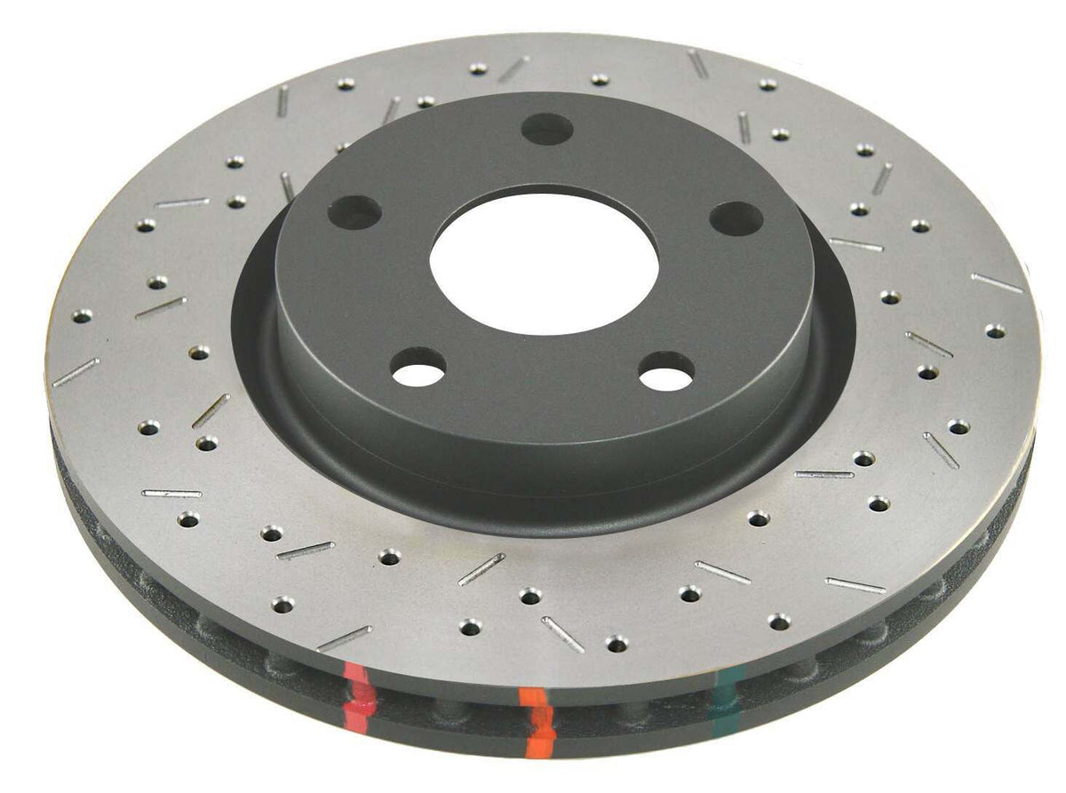 DBA 4000 Series Cross Drilled/Slotted Uni-Directional Rotor; Black Hub (2013-2017 Corvette) - DBA42760BLKXS