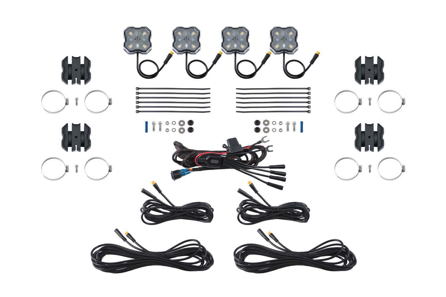 Diode Dynamics Stage Series SXS Rock Light Installer Kit, White Diffused M8 (4-pack) - DD7750