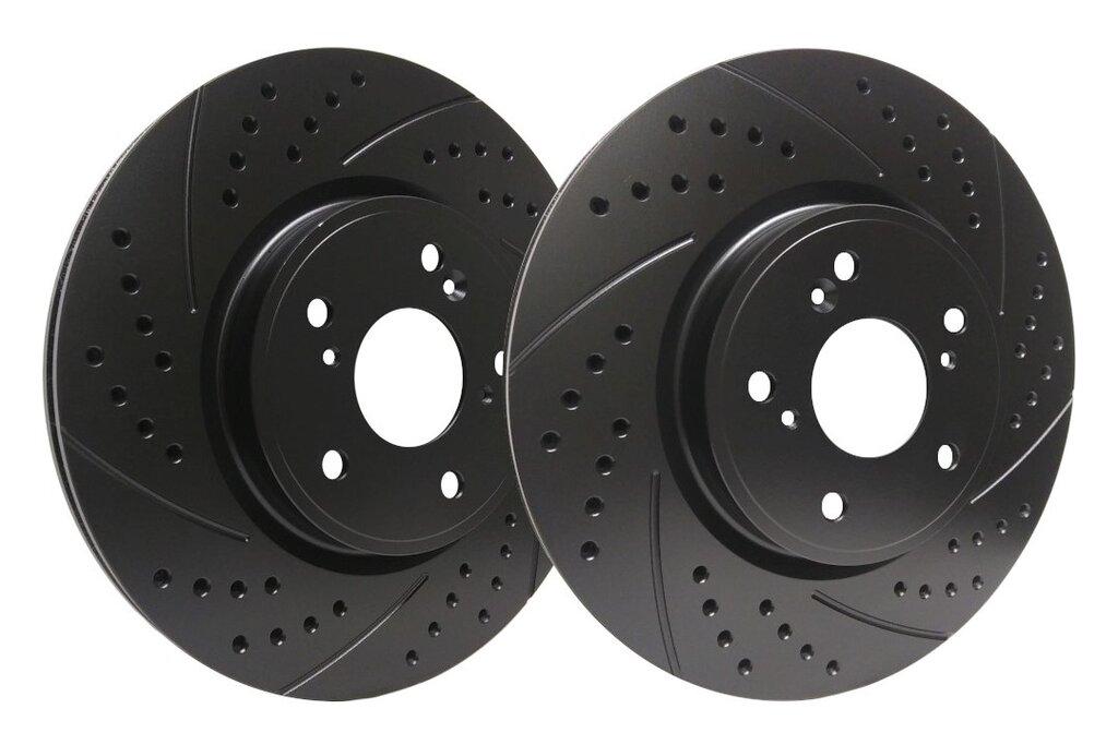 SP Performance Doubled Drilled & Slotted Rotors w/ Black Zinc Coating - Rear Pair (05-14 All, Excluding 13-14 GT500) - S54-131-BP