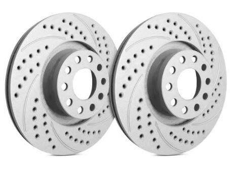 SP Performance Doubled Drilled & Slotted Rotors w/ Gray ZRC - Rear Pair (15-20 EcoBoost w/out Perf. Pkg) - S54-1111