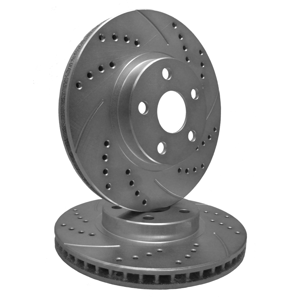 SP Performance Rotor F54-151 Drilled And Slotted Brake Rotors with Gray ZRC Coating  (2005-2009 Ford Mustang Shelby Gt)