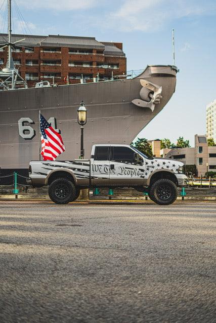 Anchor Room We The People Large Side Tattered American Flag (1999-2007 F-250) - Gloss Black - 99F2_WTPSF_G