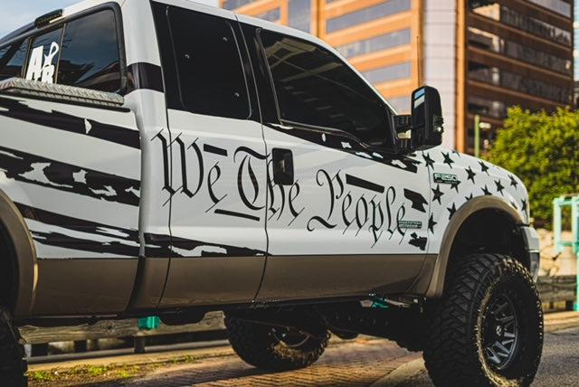 Anchor Room We The People Large Side Tattered American Flag (1999-2007 F-250) - Gloss Black - 99F2_WTPSF_G