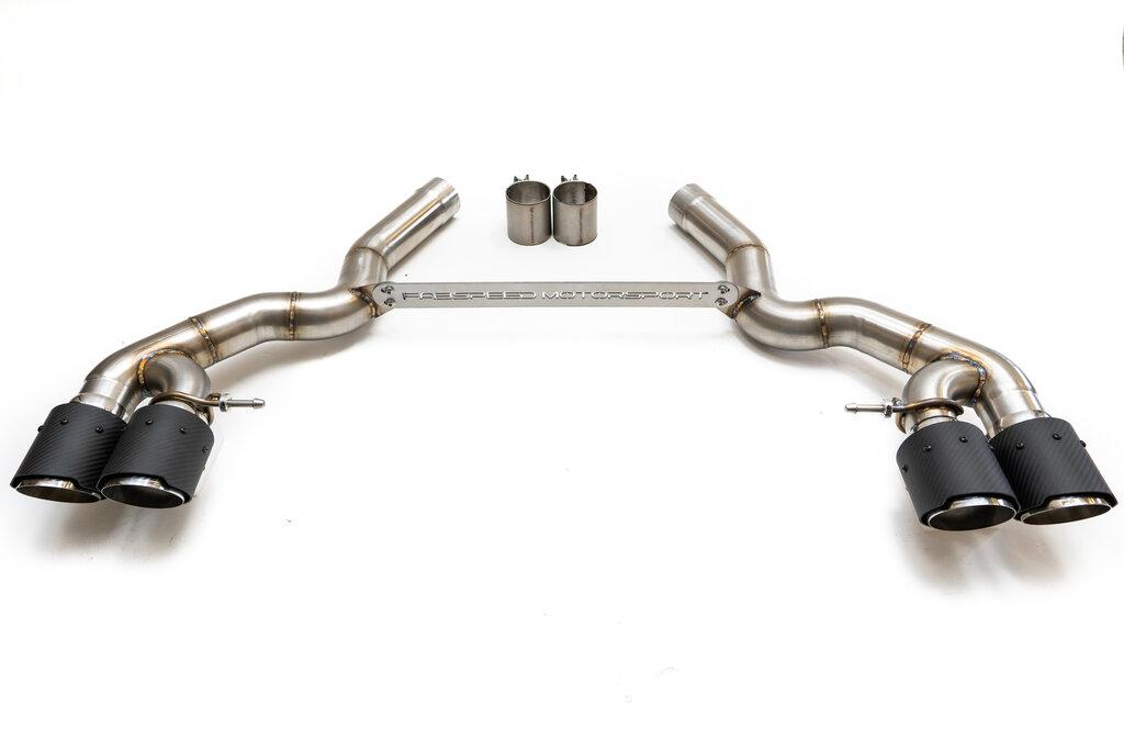 Fabspeed 2018+ BMW F90 M5 Muffler Bypass Pipes with Quad Style Tips in Polished Stainless Steel. - FS.BMW.F90.MBP