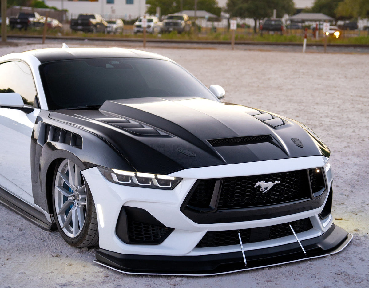 MAZ Muscle High Cowl Terminator Hood with Pre-Drilled Hood Pins (2024-2027 Ford Mustang)
