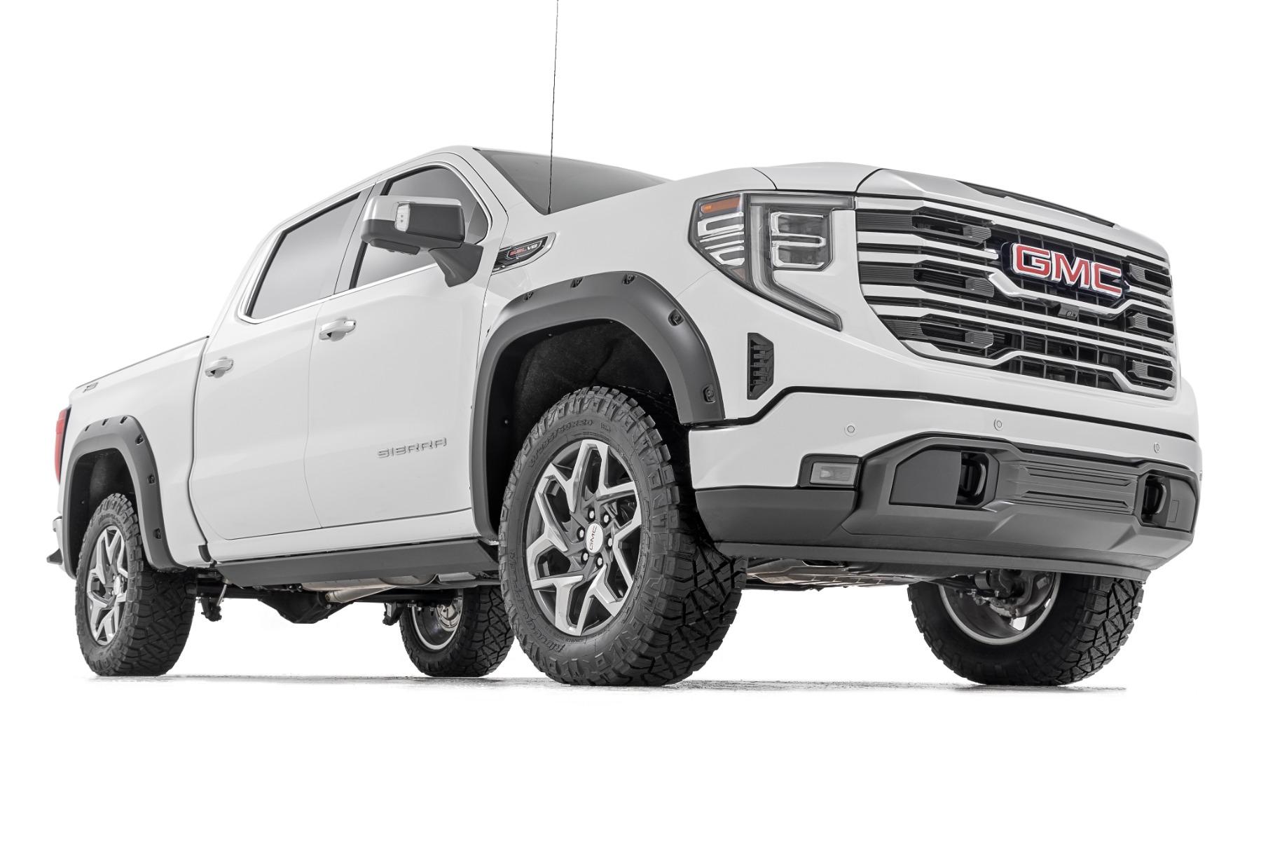 Rough Country Pocket Fender Flares G1K Stone Blue GMC Sierra 1500 2WD/4WD (2019-2026) (2019-2026 Sierra 1500, Sierra 1500 Limited) - F-C11950A-G1K