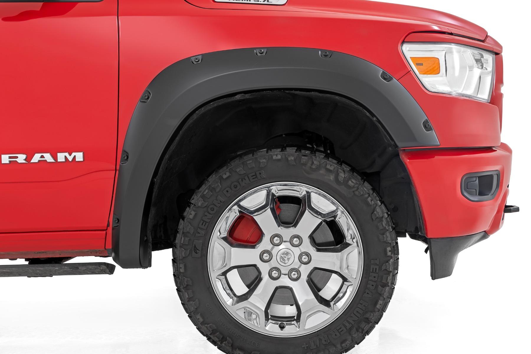 Rough Country Pocket Fender Flares PXJ Diamond Black Ram 1500 2WD/4WD (2019-2024) (2019-2024 1500) - F-D10914A-PXJ