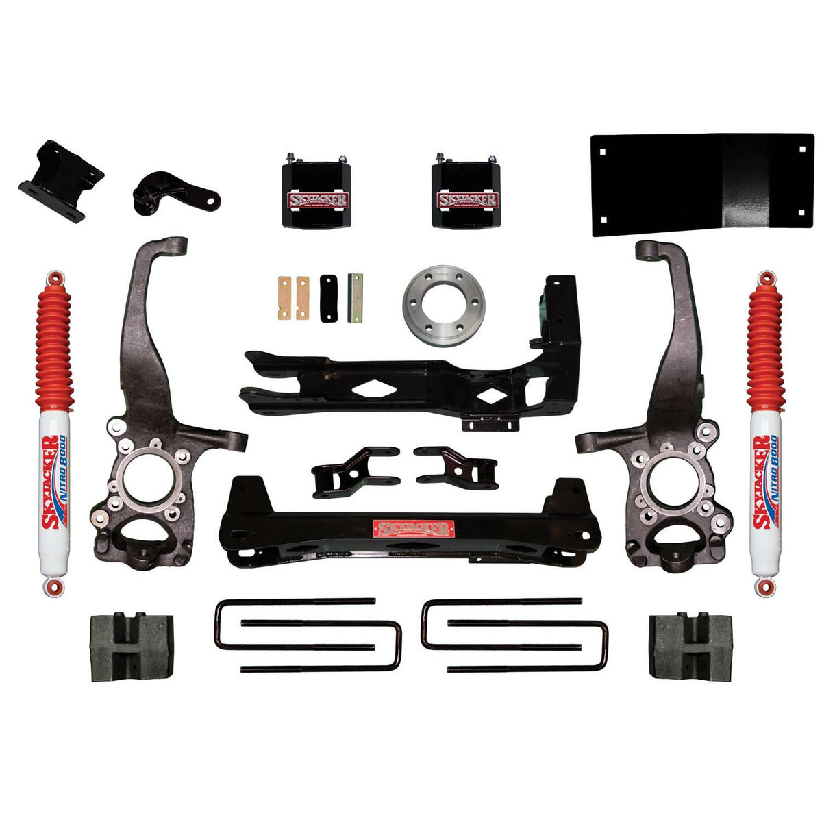 Skyjacker Suspension Lift Kit w/Shock 4.5 Inch Lift 15-19 Ford F-150 Incl. Front Strut Spacers Steering Knuckles Rear Nitro 8000 Shocks And Block Kit - F1545BKN