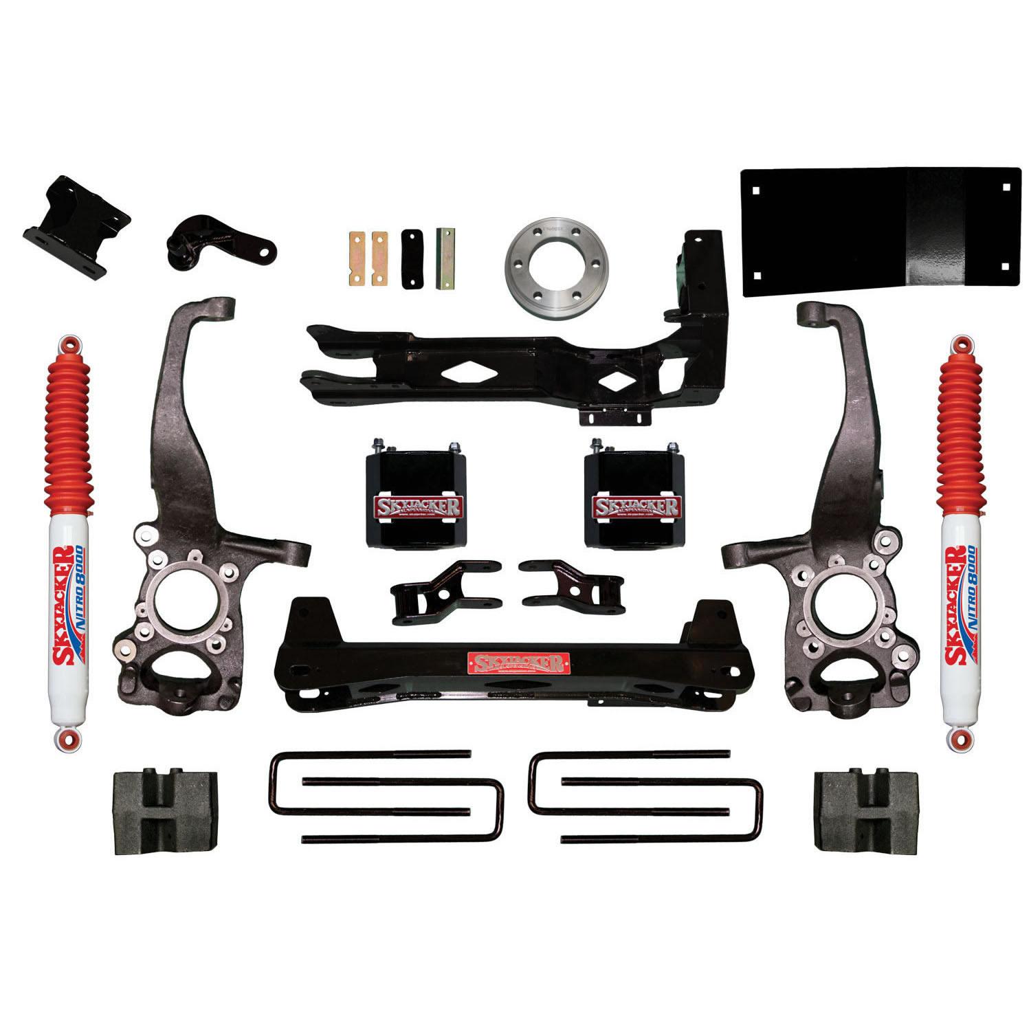 Skyjacker Suspension Lift Kit w/Shock 6 Inch Lift 15-19 Ford F-150 Incl. Steering Knuckles Crossmembers Diff Skid Plate Rear Block Kit And Nitro Shocks - F1560BKN