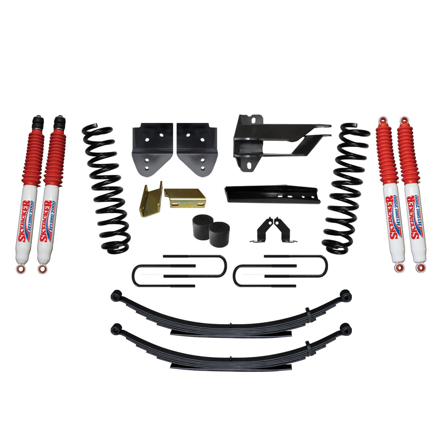 Skyjacker Suspension Lift Kit w/Shock 4 Inch Lift Incl. Front Coil Springs Rear Leaf Springs Hydro 7000 Shocks 17-19 Ford F-250/ F-350 Super Duty Gas - F17401KS-H
