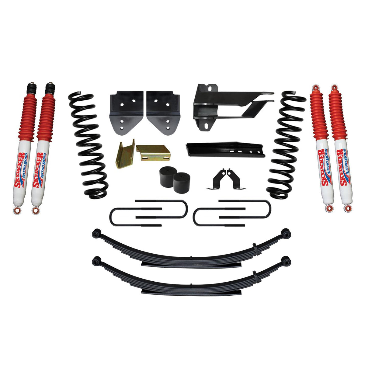 Skyjacker Suspension Lift Kit w/Shock 4 Inch Lift Incl. Front Coil Springs Rear Leaf Springs Nitro 8000 Shocks 17-19 Ford F-250/ F-350 Super Duty Gas - F17401KS-N