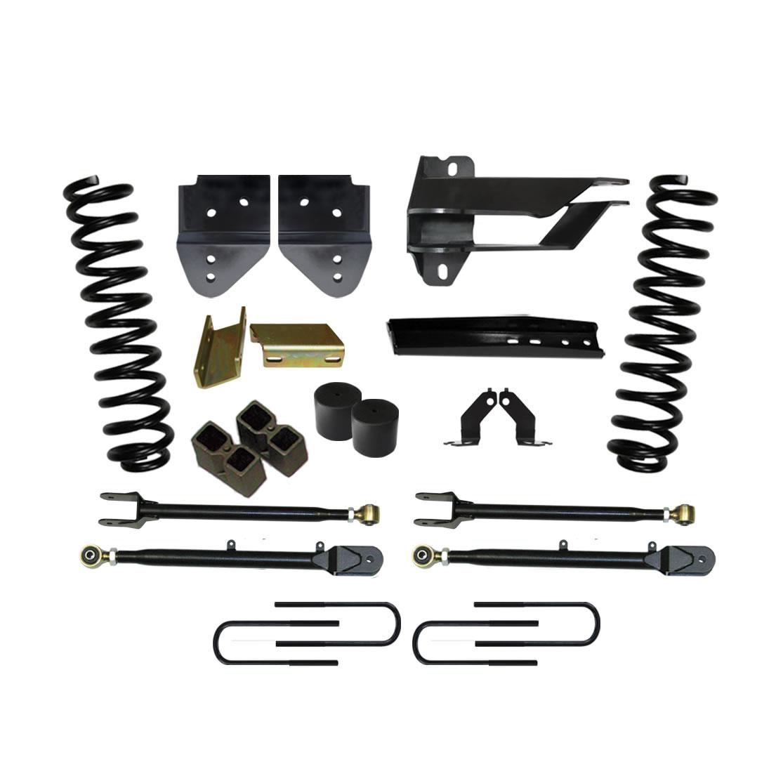 Skyjacker Lift Kit 4 Inch Lift Class II 4-Link System 17-19 Ford F-350 Super Duty Includes Front Coil Springs Track Bar Bracket Radius Arm Drop Bracket Steering Stabilizer Rear Lift Blocks/U-Bolts - F174024K3