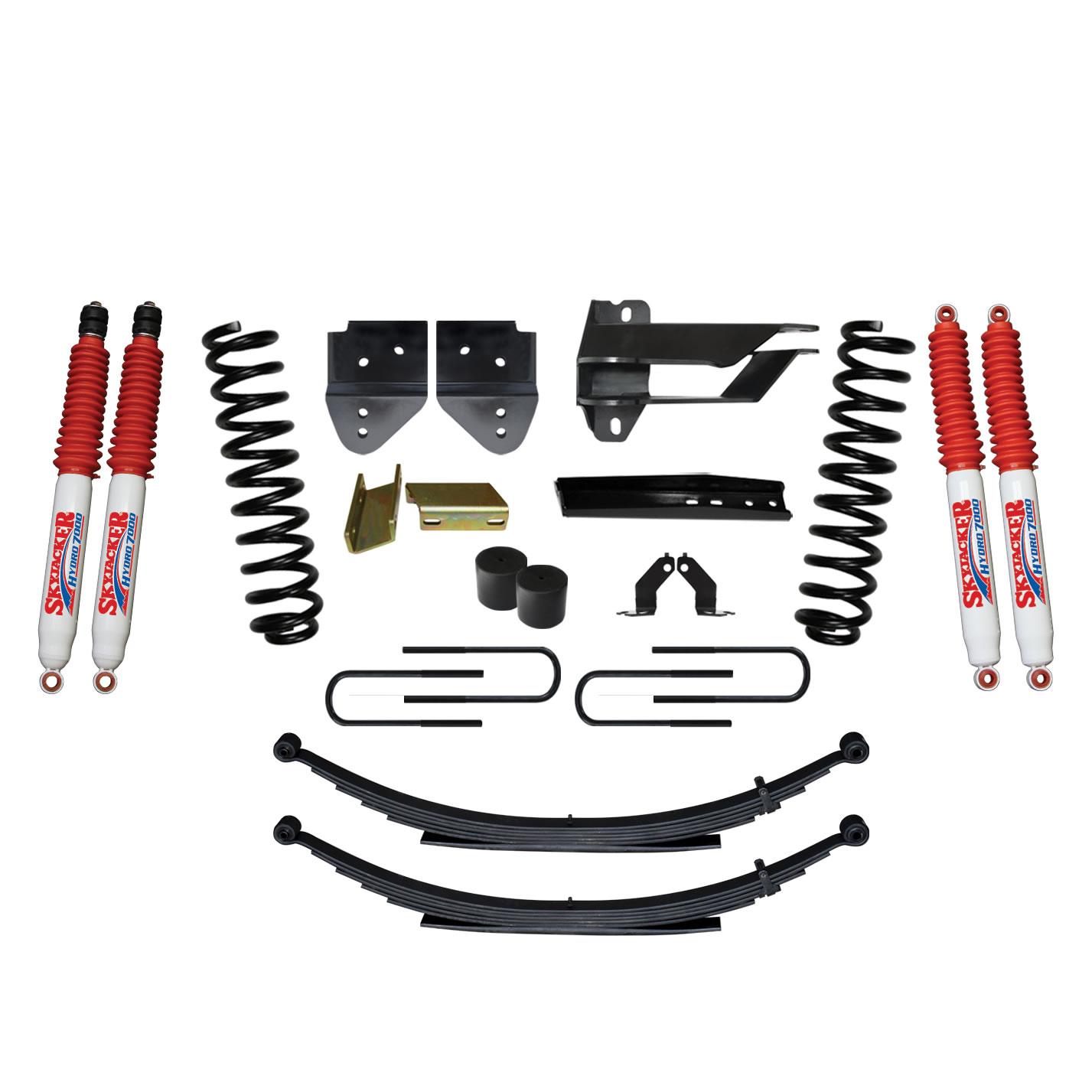 Skyjacker Suspension Lift Kit w/Shock 4 Inch Lift Incl. Front Coil Springs Rear Leaf Springs Hydro 7000 Shocks 17-19 Ford F-250/ F-350 Super Duty Diesel - F17451KS-H