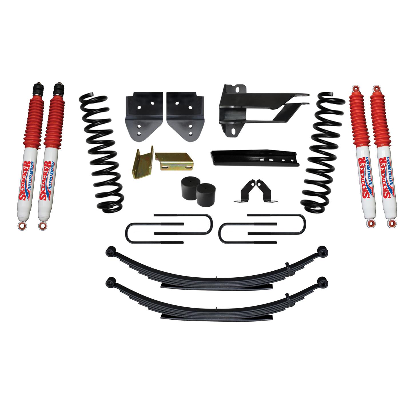 Skyjacker Suspension Lift Kit w/Shock 4 Inch Lift Incl. Front Coil Springs Rear Leaf Springs Nitro 8000 Shocks 17-19 Ford F-250/ F-350 Super Duty Diesel - F17451KS-N